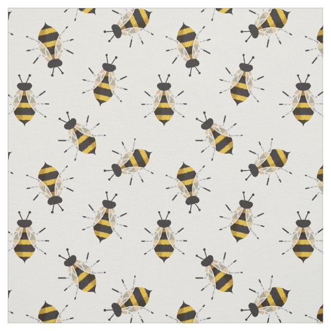 Rustic Illustrated Bee Fabric (Swatch)
