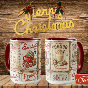 Rustic illustrations mixed background Christmas Mug