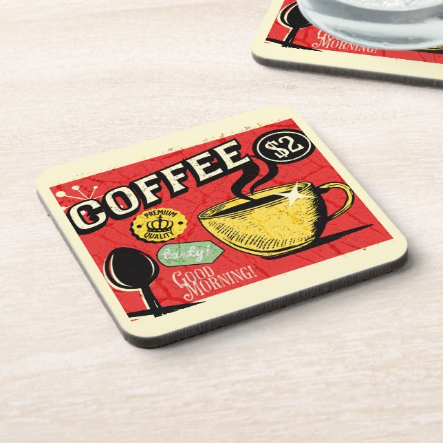 Rustic illustrations vintage background Coffee Coaster (Left Side)