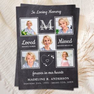 Rustic In Loving Memory 5 Photos Sympathy Funeral Thank You Card