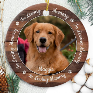 Rustic In Loving Memory Dog Photo Pet Memorial Ceramic Tree Decoration