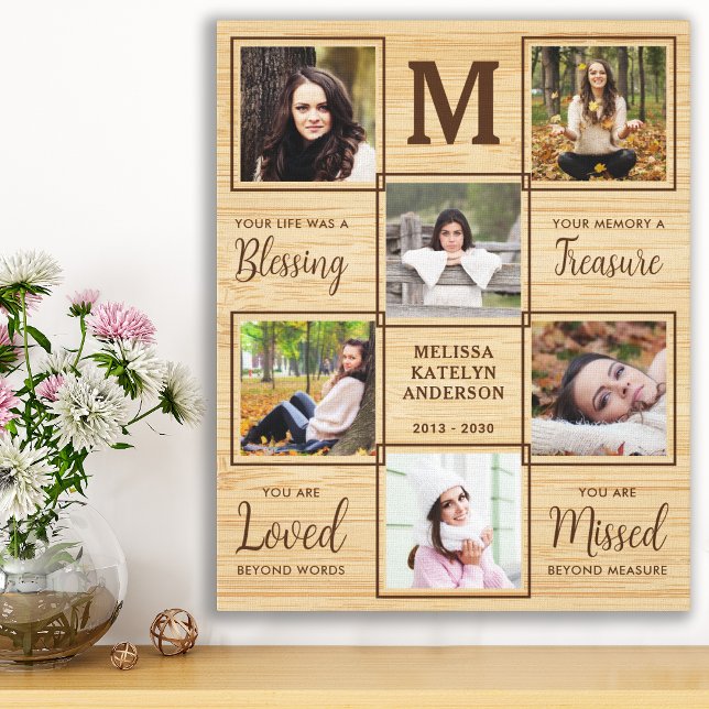  Rustic In Loving Memory Keepsake Photo Memorial Canvas Print (Creator Uploaded)