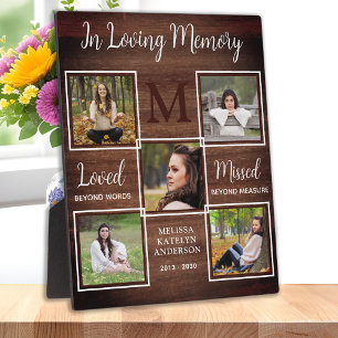 Rustic In Loving Memory Keepsake Photo Memorial Plaque