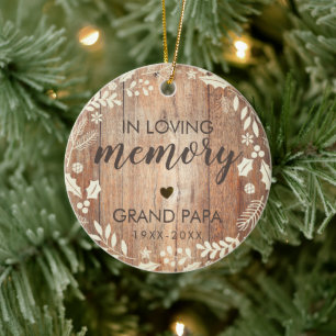 Rustic In Loving Memory Memorial Photo Ceramic Tree Decoration