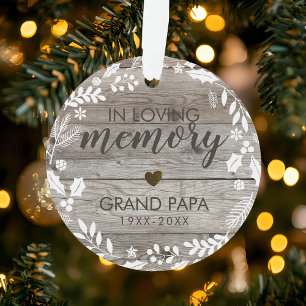Rustic In Loving Memory Memorial Photo Ornament
