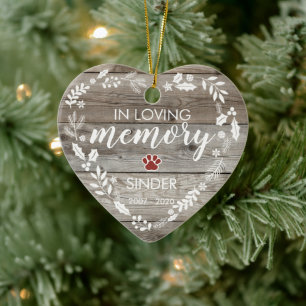 Rustic In Loving Memory PET Memorial Photo Ceramic Tree Decoration
