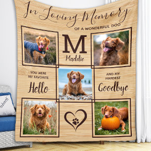 Rustic In Loving Memory Photo Collage Pet Memorial Fleece Blanket