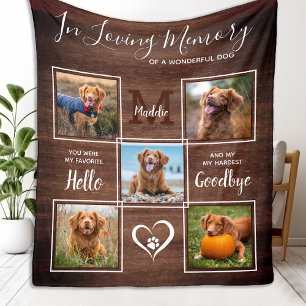Rustic In Loving Memory Photo Collage Pet Memorial Fleece Blanket