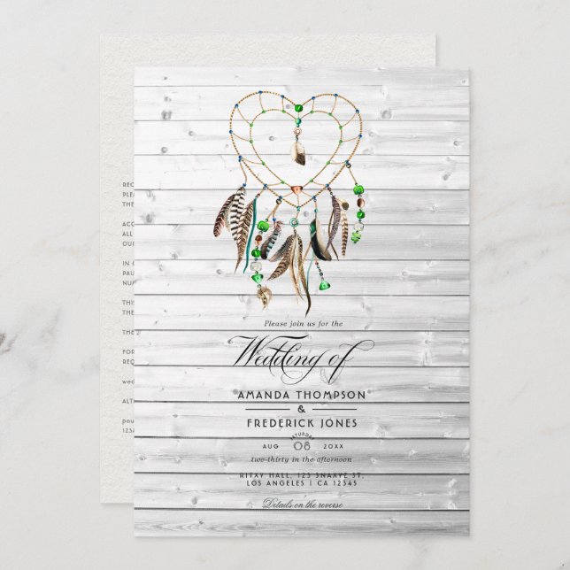 Rustic Indian legend Tribal Boho Wedding Invitation (Front/Back)