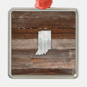 Rustic Indiana on Brown Boards Metal Tree Decoration