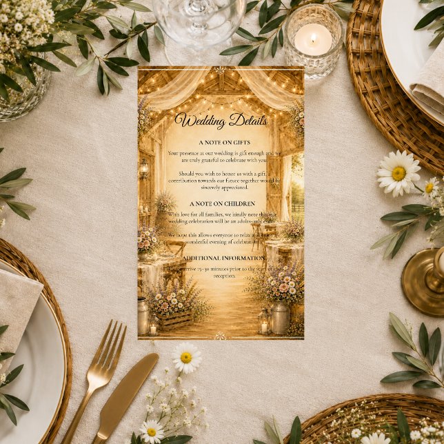 Rustic Indoor Barn Wedding Enclosure Card (Creator Uploaded)