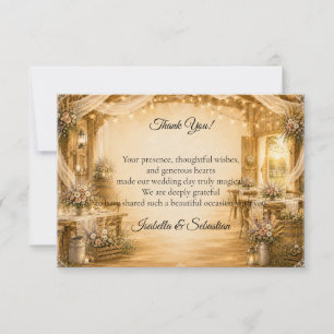 Rustic Indoor Barn Wedding Thank You Card