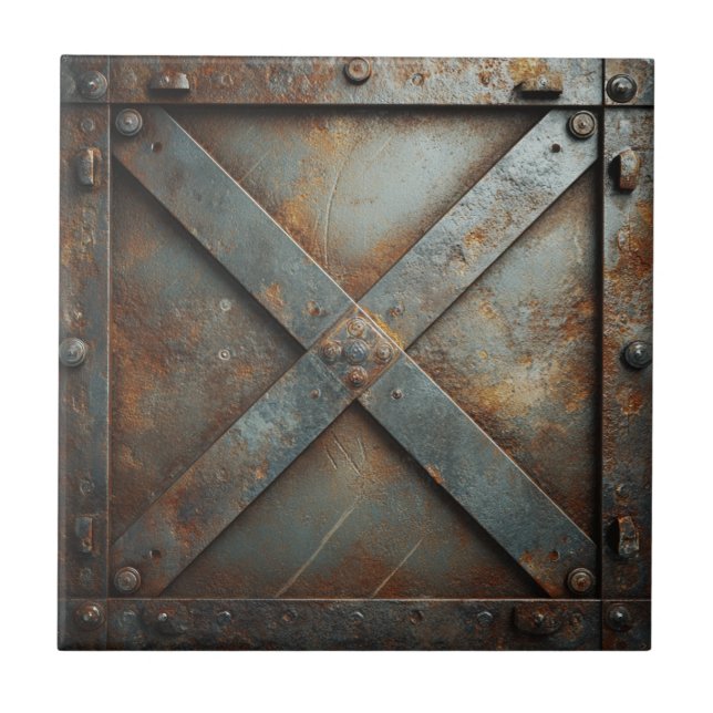 Rustic Industrial Metal Tile (Front)