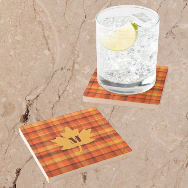 Rustic Initial Fall Colours  Stone Coaster (Creator Uploaded)