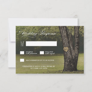 Rustic Initials Old Oak Tree Wedding RSVP Cards