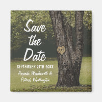 Rustic Initials Old Oak Tree Wedding Save the Date
