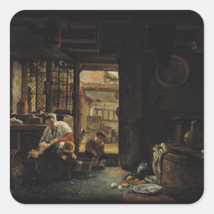Rustic Interior Square Sticker