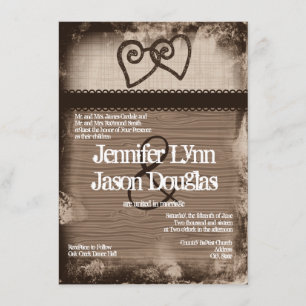 Rustic Intertwined Hearts Wedding Invitations