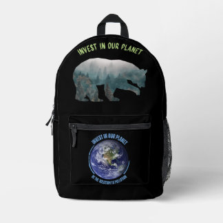 Rustic Invest in our Planet with Earth Day Printed Backpack