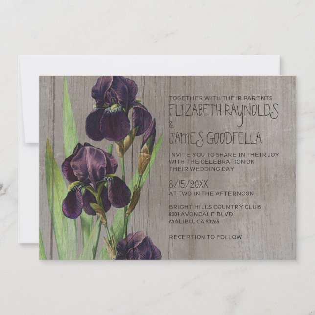 Rustic Iris Wedding Invitations (Front)