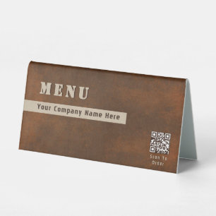 Rustic Iron Bold Stencil Scannable QR Code Menu 