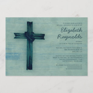 Rustic Iron Cross Bridal Shower Invitations