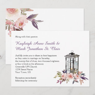 Rustic Iron Lantern and Flowers Invitations