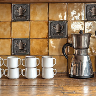 Rustic Iron Stone Coffee Pot Tile