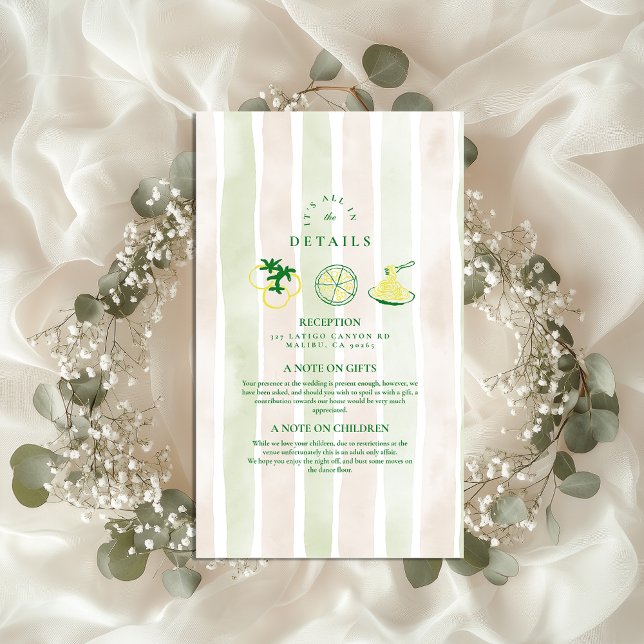 Rustic Italian Food Wedding Watercolor Enclosure Card (Creator Uploaded)