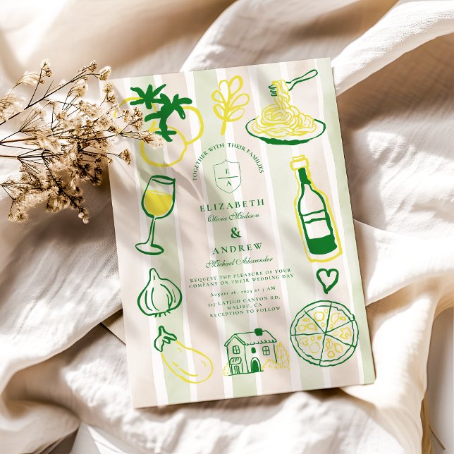 Rustic Italian Food Wedding Watercolor Invitation (Creator Uploaded)