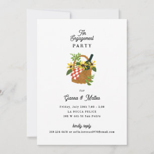 Rustic Italian Picnic Basket Engagement Party  Invitation