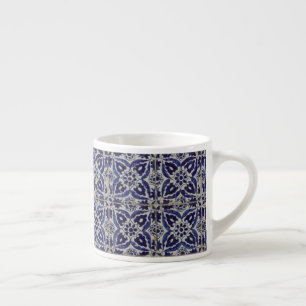 Rustic Italian Tiles Azulejo Blue White Geometric Espresso Cup