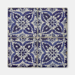 Rustic Italian Tiles Azulejo Blue White Geometric  Magnet