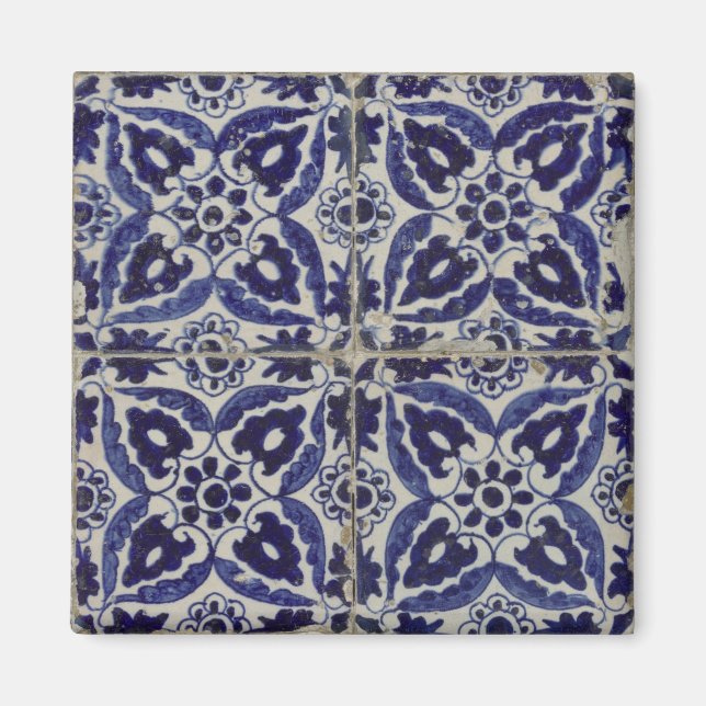 Rustic Italian Tiles Azulejo Blue White Geometric  Magnet (Front)