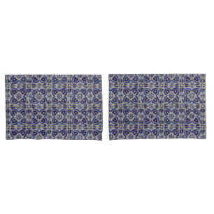 Rustic Italian Tiles Azulejo Blue White Geometric Pillowcase