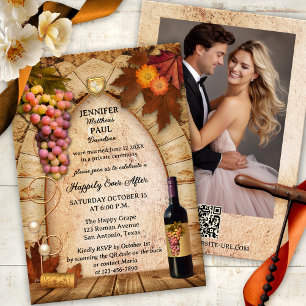 Rustic Italian Wine Happily Ever After Wedding Invitation