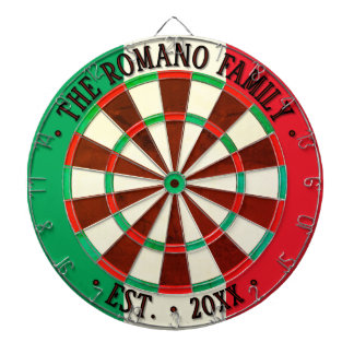 Rustic Italy Flag Colours - Custom Name & Year Est Dartboard