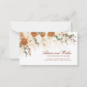 Rustic Ivory Floral Advice & Wishes Bridal Ticket Card