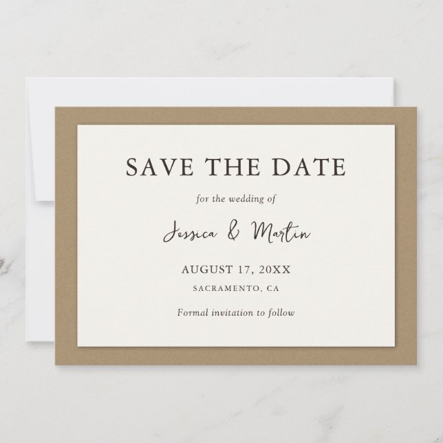 Rustic Ivory Kraft Paper Wedding Save The Date (Front)