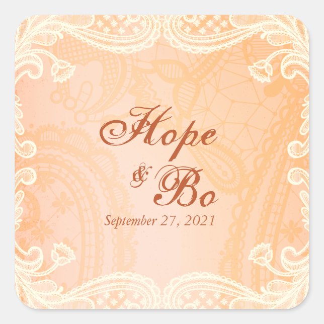 Rustic Ivory Lace Wedding Stickers (Front)