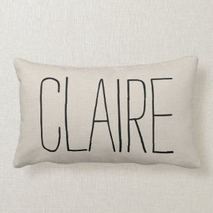 Rustic Ivory Name Monogram Lumbar Cushion