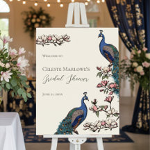 Rustic Ivory Peacock Garden in Bloom Welcome Sign