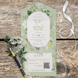 Rustic Ivy Ferns & Greenery Sage Green QR Code All In One Invitation<br><div class="desc">AVAILABLE WITH OR WITHOUT A QR CODE TO SCAN IN THE RSVP AREA. This elegant all-in-one wedding invitation features a romantic watercolor border of ivy, ferns, and lush greenery on a light sage green background. A soft cream oval and classic fonts create the perfect mix of traditional and botanical charm—ideal...</div>