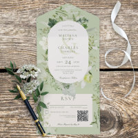 Rustic Ivy Ferns & Greenery Sage Green QR Code