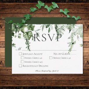 Rustic Ivy & Sage Greenery Green Wedding Dinner RSVP Card