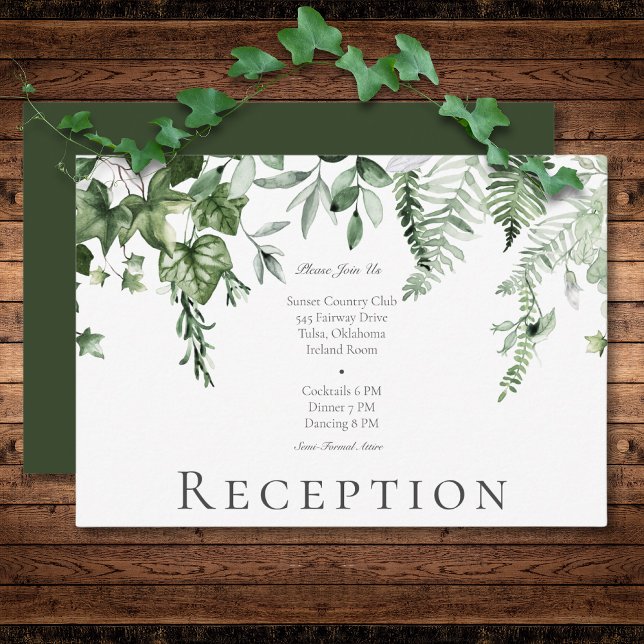 Rustic Ivy & Sage Greenery Green Wedding Reception Enclosure Card (Rustic Ivy & Sage Greenery Green Wedding Reception Enclosure Card)