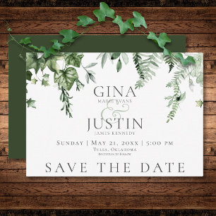 Rustic Ivy & Sage Greenery Green Wedding Save The Date
