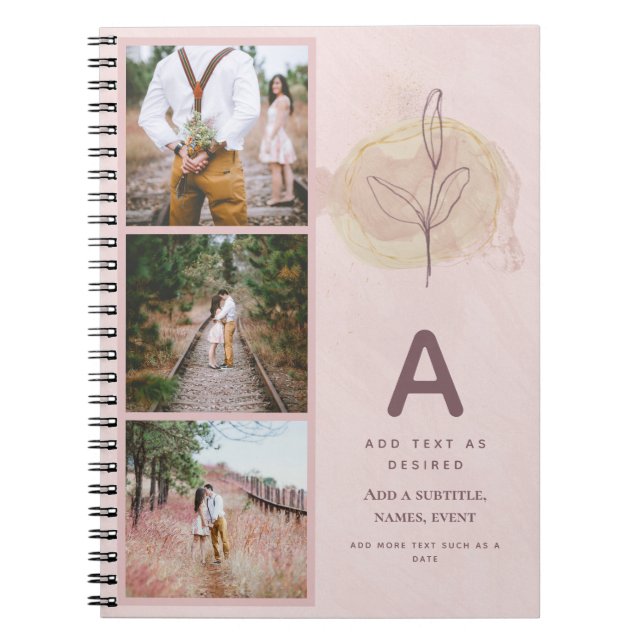 Rustic Journal Gift Personalised Abstract Leaf (Front)