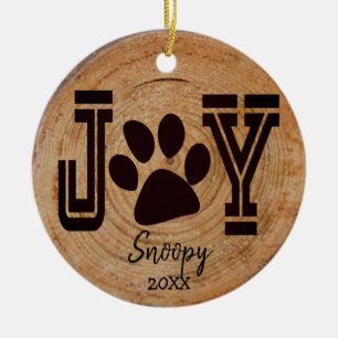 Rustic - Joy Puppy Paw Ceramic Tree Decoration