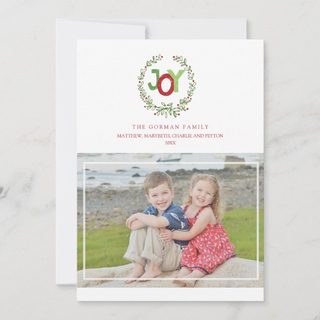 Rustic Joy Wreath | 2014 Holiday Photo Greeting (Front)